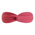 Elastic knitted twist headband in deep pink ribbed cotton fabric for women - Dark Purple