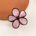 Sweet pink five-petal flower hair claw clip with black edges and creamy jelly finish - Pink with Black Edge