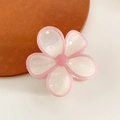 Chic pink and cream flower hair claw clip with a glossy jelly finish for women - White with Pink Edge