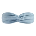 Elastic knitted light blue headband with a classic twisted knot design for women - Light Blue