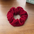Deep red velvet scrunchie with glitter detail for high ponytail and bun hairstyles - Burgundy Glitter (3#)