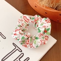 Weiches Satin-Haargummi mit festlichem Beeren- und Blattmuster für Weihnachten - Größe 7