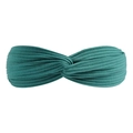 Elastic cross-knot knitted headband in dark green ribbed fabric for women hair styling - Leek Green