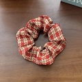 Chouchou épais en tricot à motif pied-de-poule rouge et doré au style rétro chic - Pied-de-poule Rouge Or (6#)