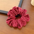 Classic burgundy velvet hair scrunchie with soft texture for elegant ponytail styling - Red