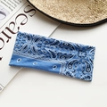 Bohemian blue paisley yoga headband made of elastic cotton for athletic styling - Blue White Paisley Style (67#)
