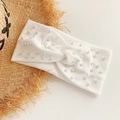Fascia per capelli in maglia bianca con perle decorative e design a nodo centrale - 1# Bianco Perla Conchiglia