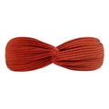 Rust red ribbed knit elastic headband with a stylish twisted knot for women - Caramel color