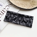Elastic black paisley yoga headband with vintage bandana pattern on white surface - Black With White Paisley Style (71#)