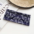 Bohemian paisley headband in navy blue elastic cotton fabric for yoga and sports - Navy Blue White Paisley Style (72#)