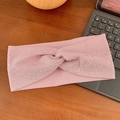 Pink rib-knit twisted headband featuring sparkling rhinestones for women style - Light Pink