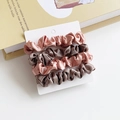 Satin scrunchie set in pink and coffee brown colors on white display card - Orange and Coffee Splicing