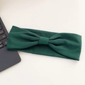 Elastic dark green yoga headband with a twisted knot design for women's sports wear - Dark Green