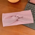Pink knitted headband with shimmering rhinestones and a stylish twist-knot design - Dusty Pink