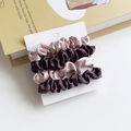 Three-piece satin scrunchies set in pink and purple shades on a white display card - Pink and Purple Splicing