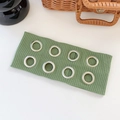 Fascia per capelli in maglia a coste verde con occhielli in metallo stile punk rock - Verde matcha