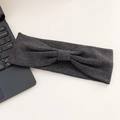 Elastic dark gray yoga headband for women featuring a minimalist center knot design - Dark Gray