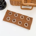 Fascia per capelli in maglia a coste marrone con occhielli in stile vintage rock - Caramello