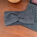 Dark grey sparkling rhinestone headband with elegant twist knot design for women - Dark Gray