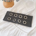Dark charcoal grey wide headband with decorative silver metal eyelets on white fabric - Solid Dark Grey