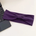 Elastic deep purple yoga headband for women with stylish front knot detail - Purple