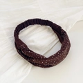 Dark brown wide elastic headband featuring sparkly rhinestone embellishments for women - Coffee