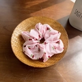 Elastico per capelli a quadretti rosa con stampa a ciliegia su vassoio di bambù - Grande / Cerchio Grande Rosa