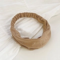 Elastic light brown twisted headband with sparkling rhinestones for women's hair styling - Dark Khaki