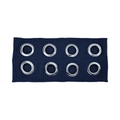 Elastic navy blue knit headband featuring eight silver metallic eyelets in punk style - Navy Blue