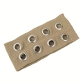Punk style light khaki ribbed headband with eight parallel silver metal eyelets - Camel