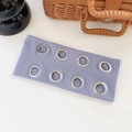 Elastic ribbed lavender hairband featuring industrial silver metal eyelet grommets - Purple