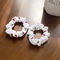 Set di due elastici per capelli bianchi con stampa ciliegia in stile coreano - Piccolo / Bianco