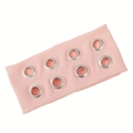 Pink ribbed elastic headband with eight silver metal eyelets in punk rock style - Pink
