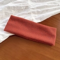 Fascia per capelli elastica in maglia a coste arancione terracotta per yoga e viso - Arancione Sporco
