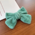 Pince à cheveux nœud en peluche vert menthe doux avec texture mohair élégante - Vert Menthe