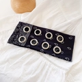 Black paisley printed headband with metallic silver eyelets and rock punk style - Paisley Navy