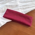 Deep rose red corduroy elastic headband for women, textured soft yoga hair band - Wine Red
