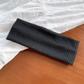 Elastic black ribbed knit wide headband for women yoga and daily facial hair styling - Black