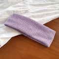 Elastic wide knit headband for women in light purple with vertical striped texture - 7# Purple Grid