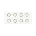 Elastic punk style headband in white fabric featuring eight polished silver metal eyelets - White