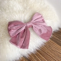 Vintage dusty pink velvet bow hair clip with a double-layered 3D structural design - Pink