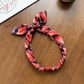 Retro knotted bunny ear headband with red and black vintage brushstroke pattern - Red Graffiti