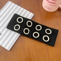 Black ribbed punk headband with silver metal eyelets for a hip-hop fashion style - Black
