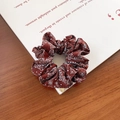 Chouchou élégant rouge vin à motif cachemire avec breloque dorée pour coiffure chic - Petite Taille avec Pendentif (5# Petit Café)