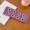 Punk style purple knitted headband with decorative silver metal eyelets for a hip hop look - Purple