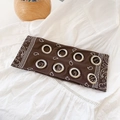 Bohemian dark brown paisley print headband with metallic silver eyelet decorations - Paisley Coffee