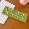 Green ribbed knit headband with silver metal eyelets in a trendy punk hip hop style - Yellow-Green