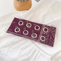 Dark purple paisley headband with stylish silver metal eyelets and bohemian fabric print - Paisley Purple Red