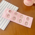 Pink ribbed knit headband with silver metal grommets for punk hip hop style - Light Pink