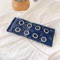 Dark blue paisley headband with metal eyelets and classic white bandana pattern print - Paisley Royal Blue